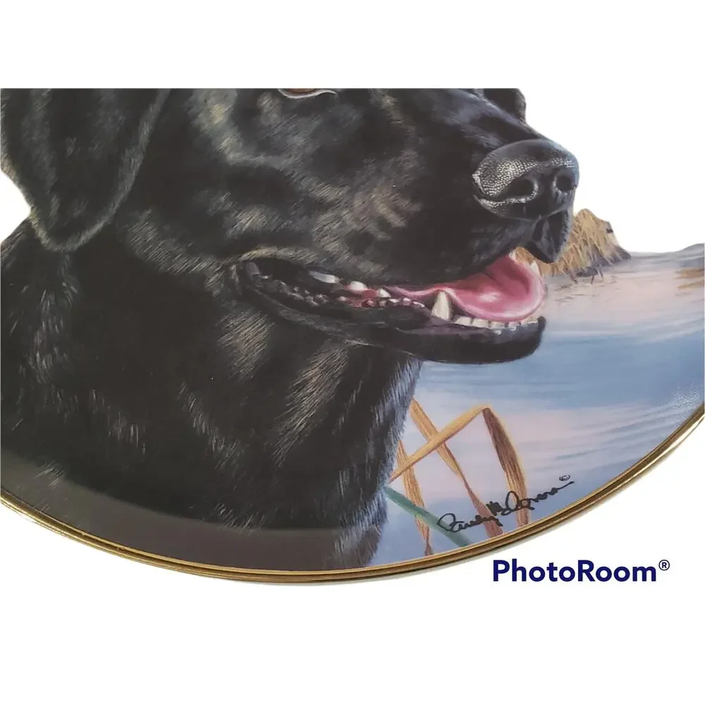 Franklin Mint AWAITING HIS MASTERS CALL Dog Collector Plate by Randy McGovern